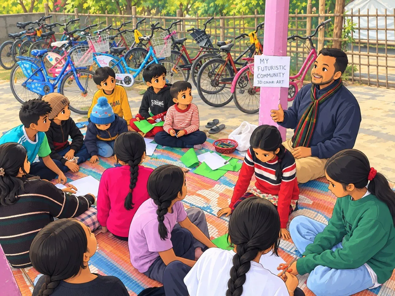 Children in a community art workshop