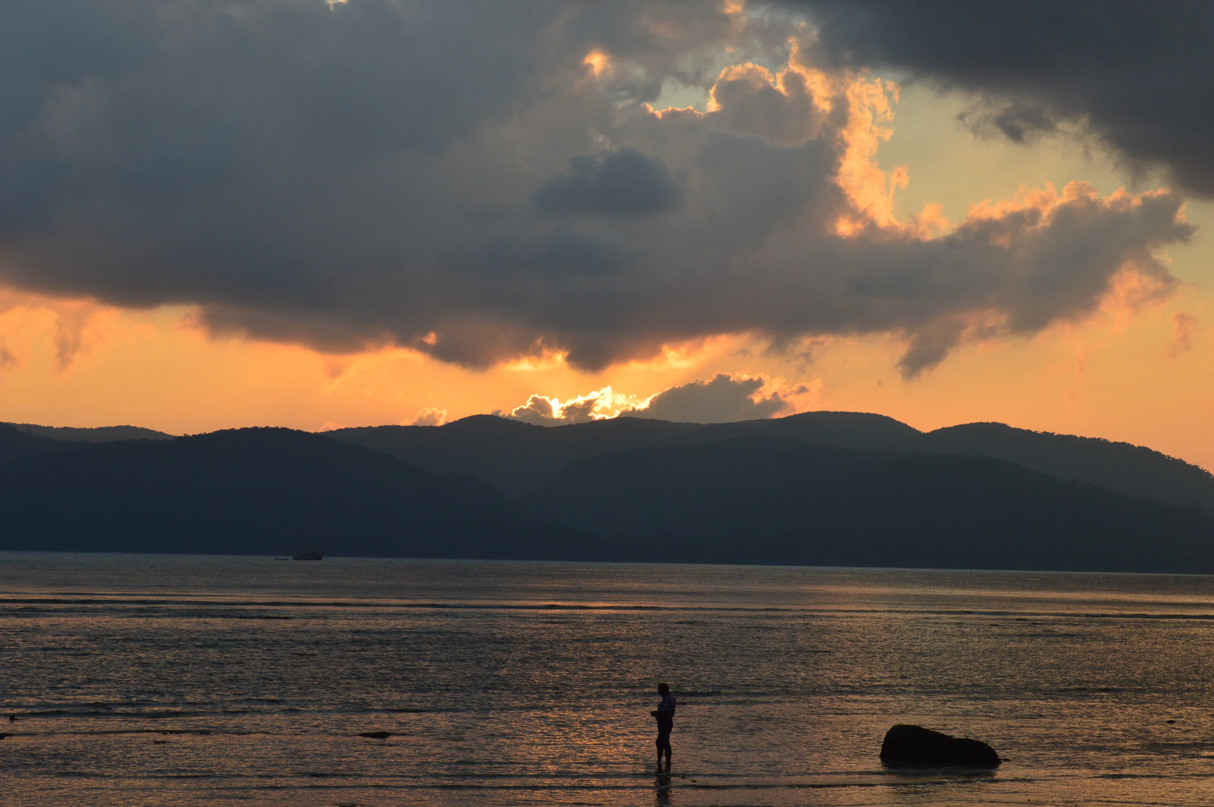 Sunset over the sea from Chidiya Tapu at the southern tip of South Andaman
